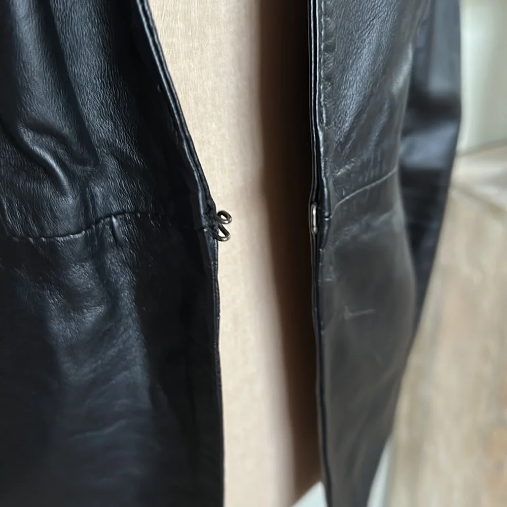 Cigno Nero 100% Leather Black Notched Lapel Jacket 40 - Picture 5 of 12